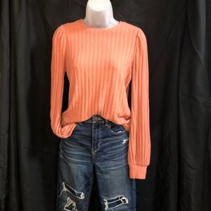 Rose colored puffy sleeve top size small